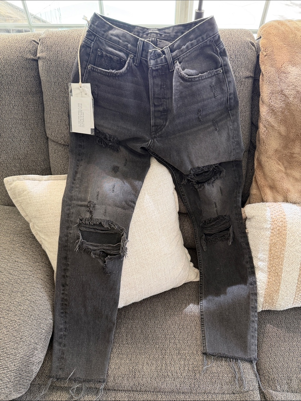 GRLFRND Men’s Black Distressed Skinny Jeans